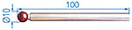 Messeinsatz mit Rubin - Kugel ø 10 mm, L = 100 mm