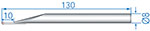 Messeinsatz mit Hartmetall - Kugel ø 2 mm, L = 130 mm