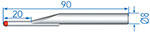 Messeinsatz mit Rubin - Kugel ø 4 mm, L = 90 mm (Standard), Schaft-ø 8 mm
Messeinsatz mit Rubin - Kugel ø 4 mm, L = 90 mm (Standard), Schaft-ø 8 mm