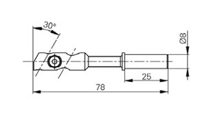 Messeinsatzhalter 30°, ø 8 mm, L = 78 mm