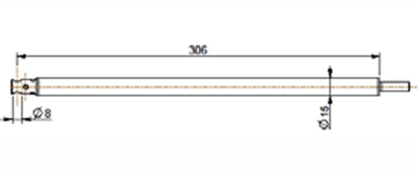 Messeinsatzhalter, 90° geschwenkt, ø 8 mm, L = 300 mm