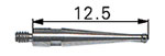 Messtaster mit Hartmetallkugel, Ausschussgewinde M1.4, L = 12 mm, Kugel ø 1 mm