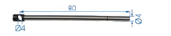 Tasteraufnahme ø 4mm 90°, ø 4mm, L = 80 mm, vertikal