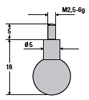 Messeinsatz aus Spezialstahl, M 2,5 - 6g, Kugel-ø 7,0 mm, Länge 17 mm