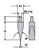 Messeinsatz aus Spezialstahl, M 2,5 - 6g, 20° Keilform, 0,2 mm Fläche, Länge 21 mm