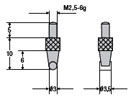 Messeinsatz aus Spezialstahl, M 2,5 - 6g, Zylinder-ø 3 mm, Länge 15 mm, (mit Kontermutter)