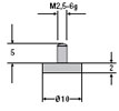 Messeinsatz aus Spezialstahl, M 2,5 - 6g, ø 10,0 mm